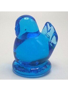Leo Ward Blue Bird Of Happiness Art Glass Figurine 1991 Vintage